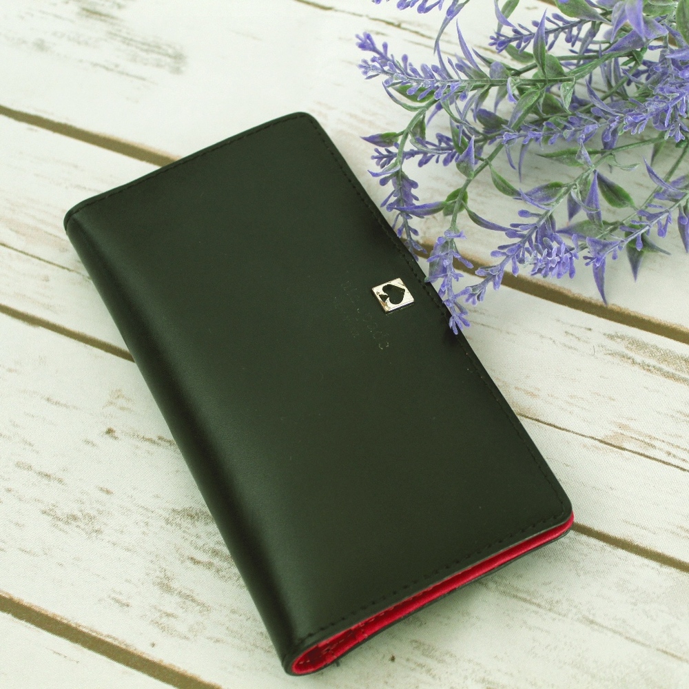 Kate Spade Black with Fuchsia Leather Wallet